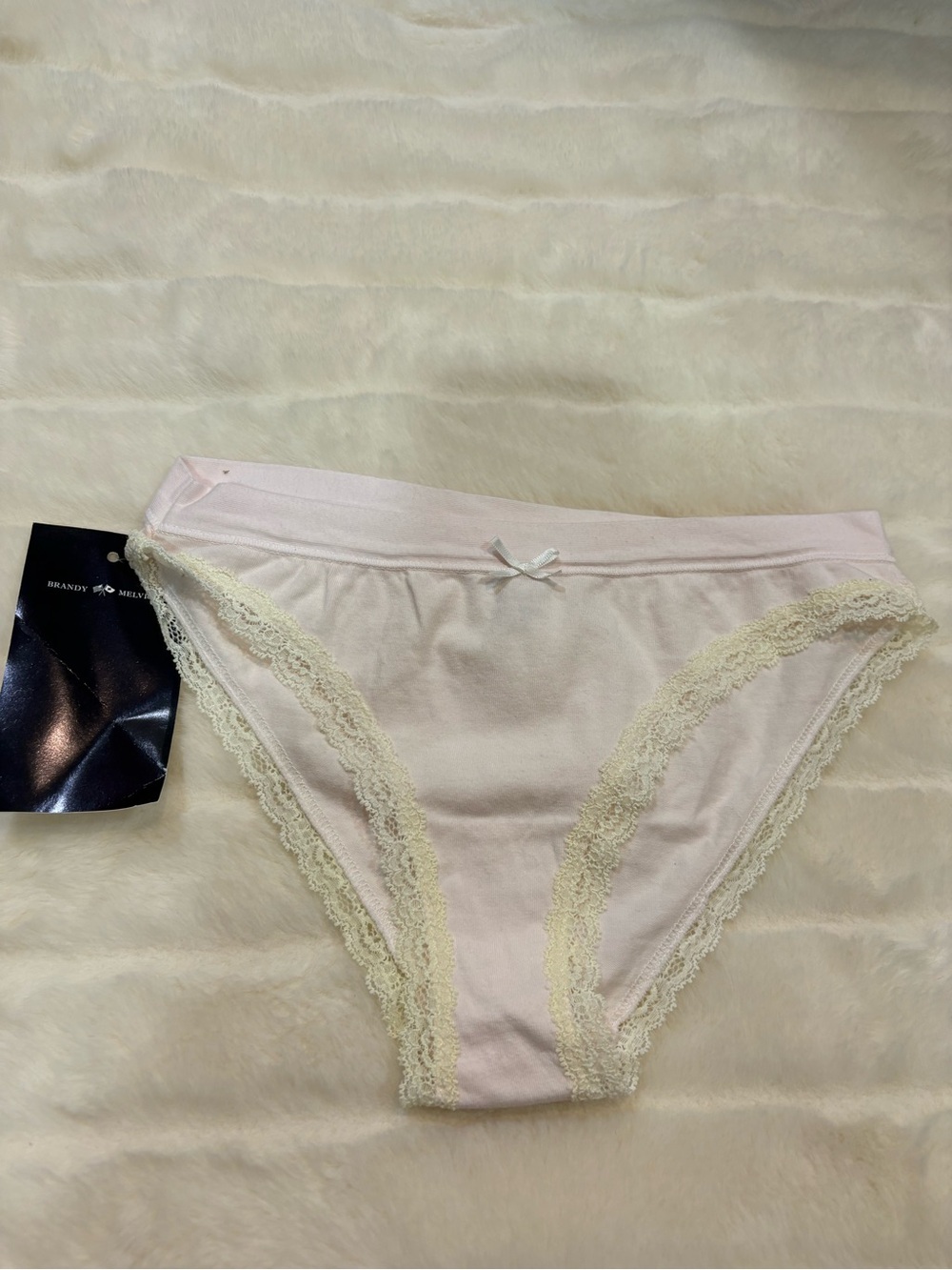 Brandy Melville Pink Lace-Trim Cotton Underwear